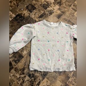 Gap Gray Sweatshirt with Colorful Heart Pattern 2-4 years